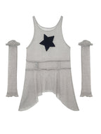 Spicy Girl Mesh Tank Top Dress with Star Sleeves