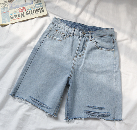Color Block High-Waisted Denim Shorts for Women