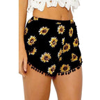 Summer Women's Floral Print Beach Shorts with Elastic Waist