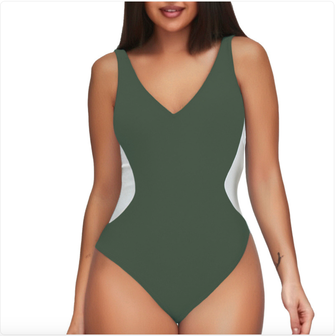 Deep V Colorblock One-Piece Swimsuit
