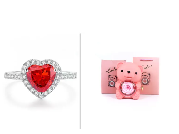 Rotating Rose Teddy Bear Gift Box | Home Decor