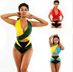 Color Block Wrap One-Piece Swimsuit