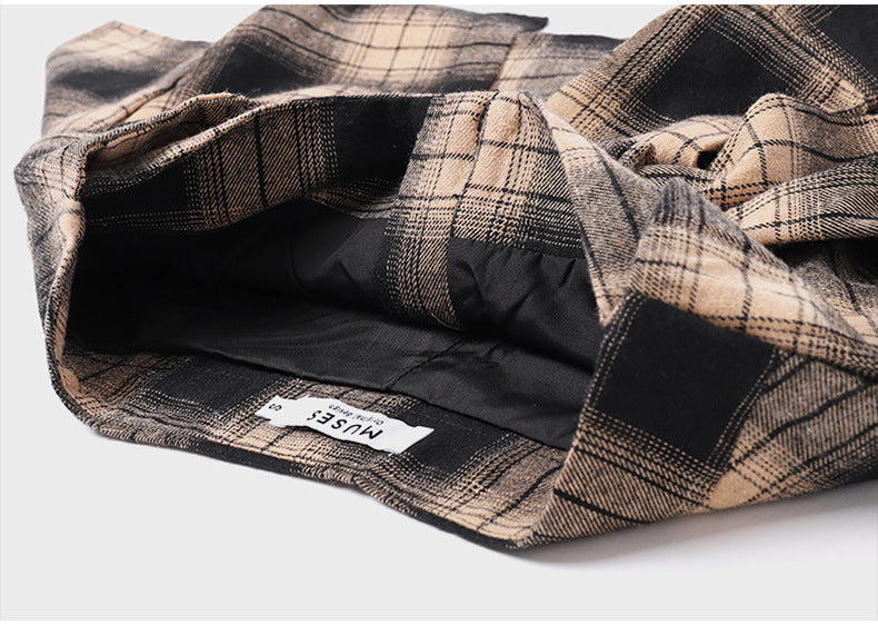 High-Waisted Plaid Irregular Shorts for Women