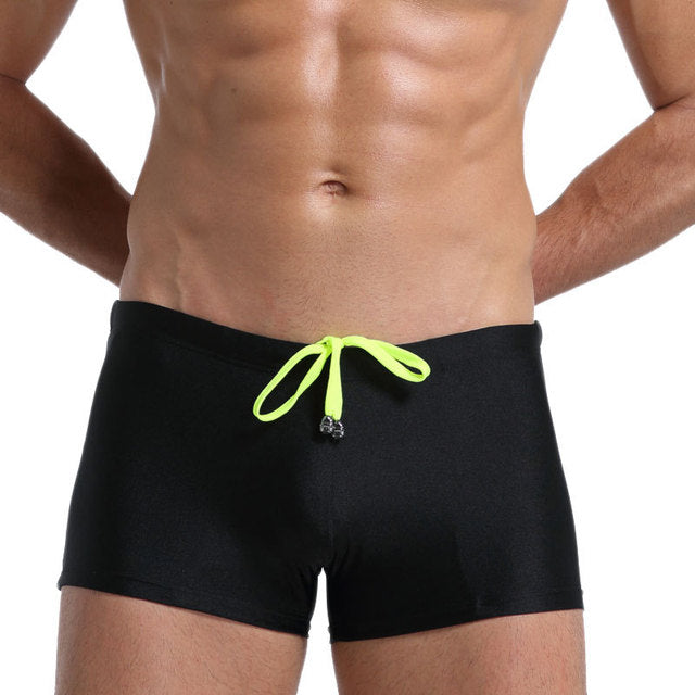Men's Green Low-Waist Swim Trunks