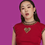 Leopard Print Heart Crop Top Sleeveless T-Shirt