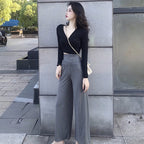 Women's Slim V-neck Long Sleeve Crop Top Fashion