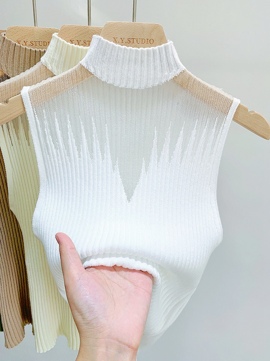 Summer High Neck Knit Tank Top for Women (Wholesale)
