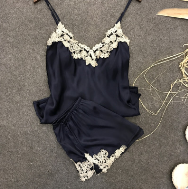 Embroidered Women's Sexy Pajama Set with Shorts