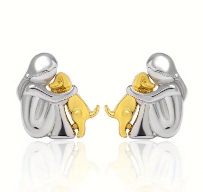 Best Friend And Dog Hugging Earrings and Necklace | Jewelry