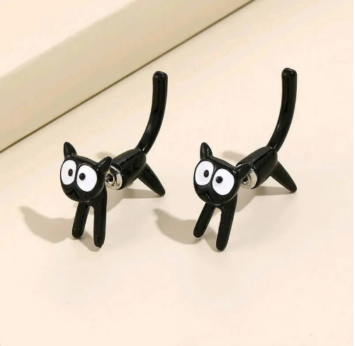 Adorable Black Cat Earrings - Creative Detachable Design (Pair) | Jewelry