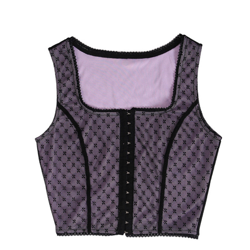 Sexy Women's Lace Point Bandage Crop Top