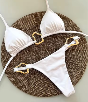 Red Gold Ring Triangle Bikini Set