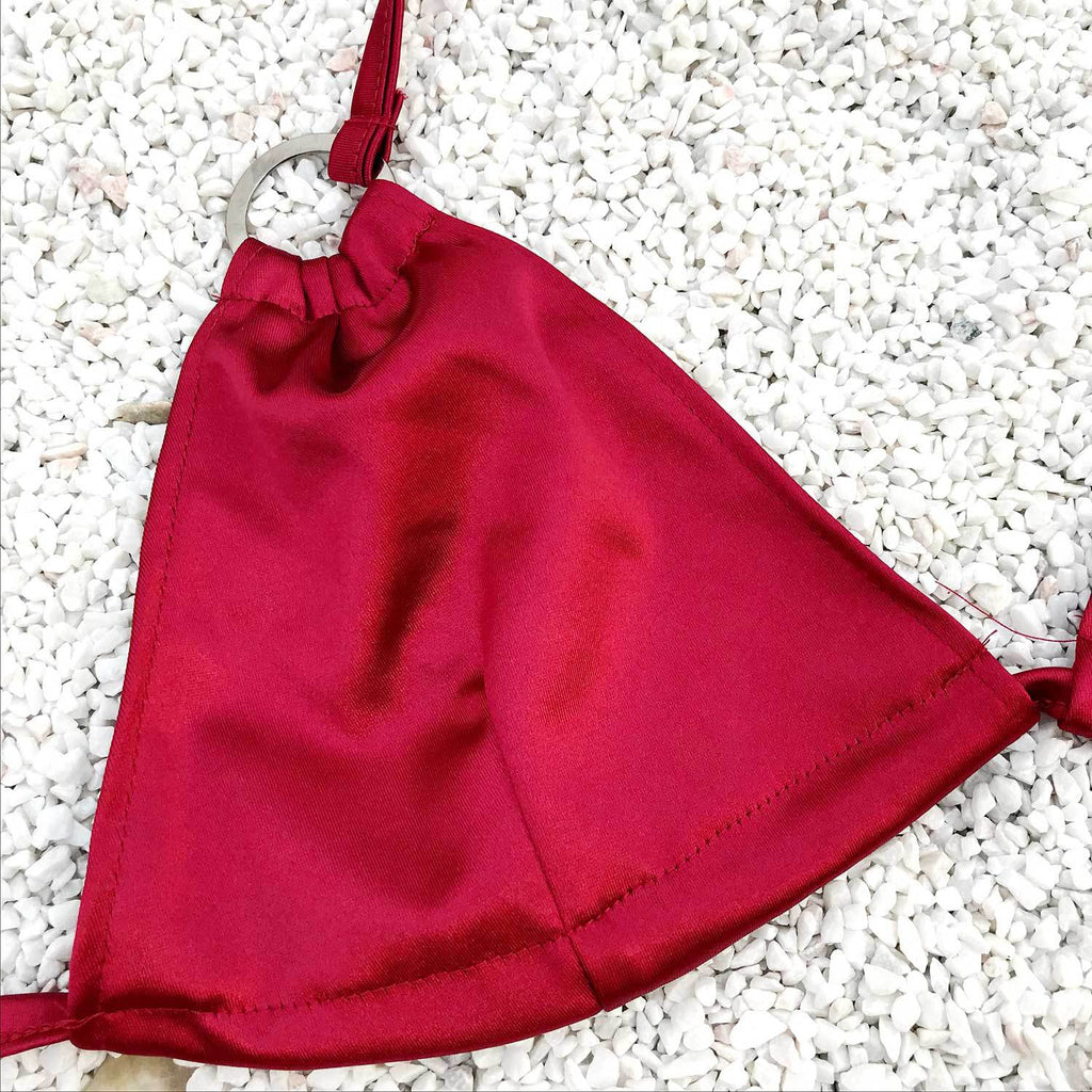 Metallic Gold Ring Triangle Bikini Set