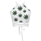 Leaf Print Backless Tie-Back Tank Top for Women