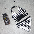 Chevron Print Halter Bikini Set