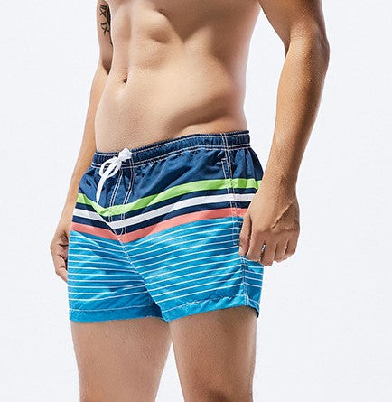 Striped Print Swim Shorts for Beach and Surfing