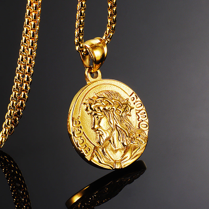Men's Jesus Round Pendant - Hip Hop Titanium Jewelry
