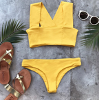 Deep-V Crop-Top Bikini Set