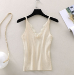 Knit Base Shirt, Lace V-Neck Camisole Top