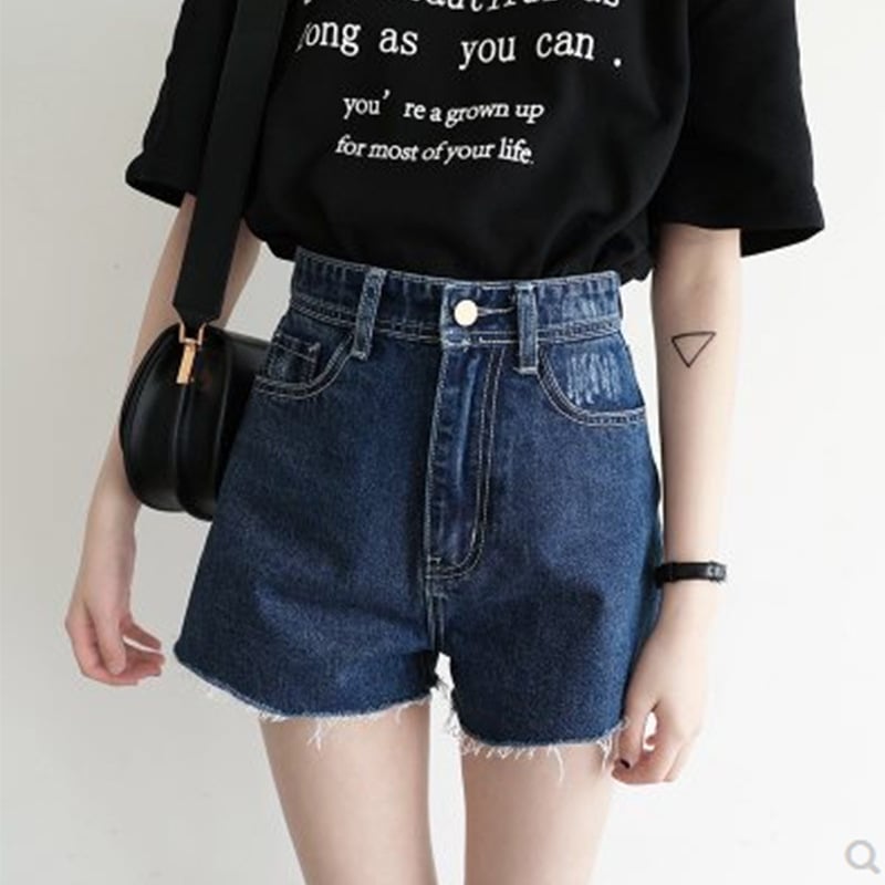 Plus Size Women's Color Block Denim Shorts