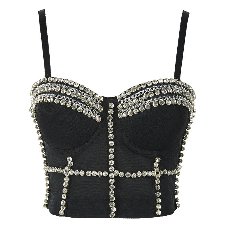 Beaded Strapless Crop Top Performance Outfit