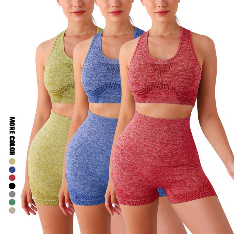 Women's High-Waisted Fitness Set with Yoga Shorts