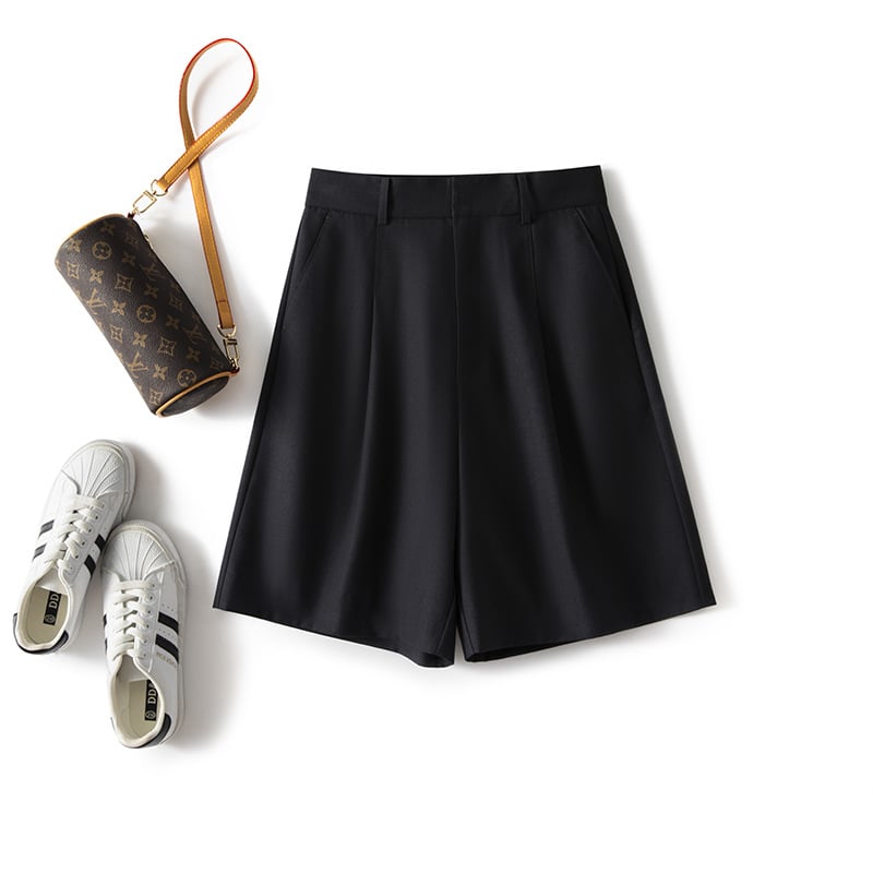 Women's High Waist Loose Fit Casual Suit Shorts