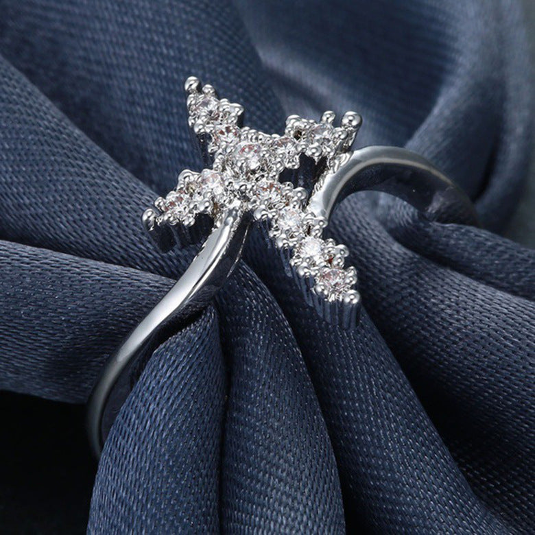Diamond Cross Jesus Ring for Women - Fashion Silver Jewelry | Christian Jewelry