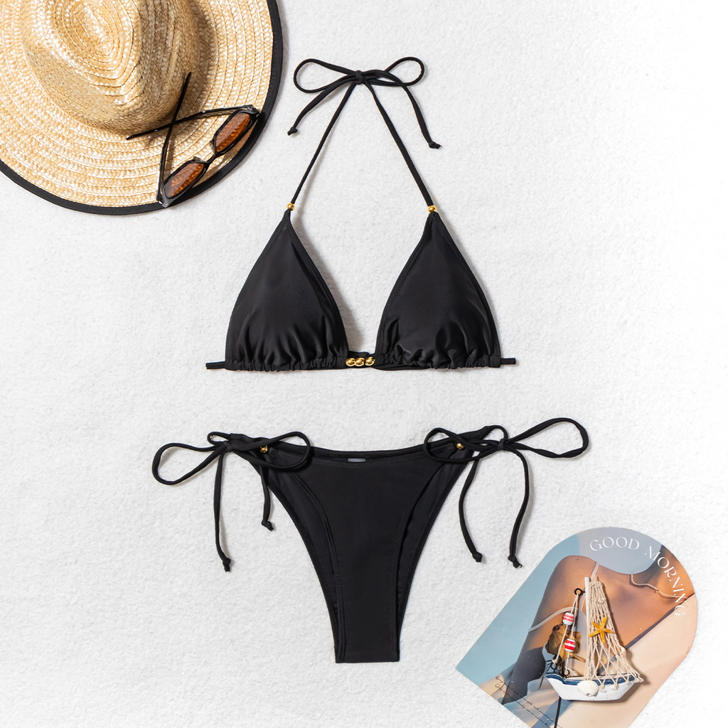 Women's Black Triangle String Bikini