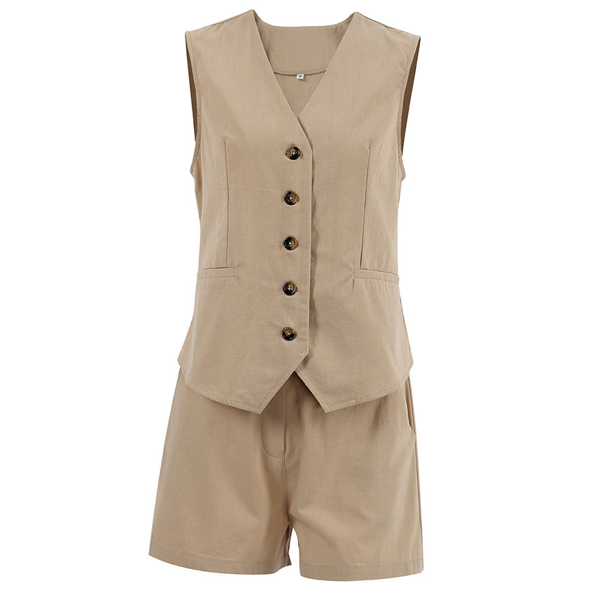 Chic Summer Vest Suit Set with Shorts for Women 2023