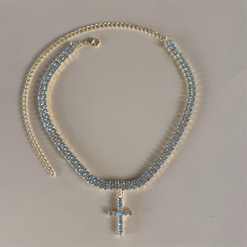 Rhinestone Cross Pendant Necklace Design
