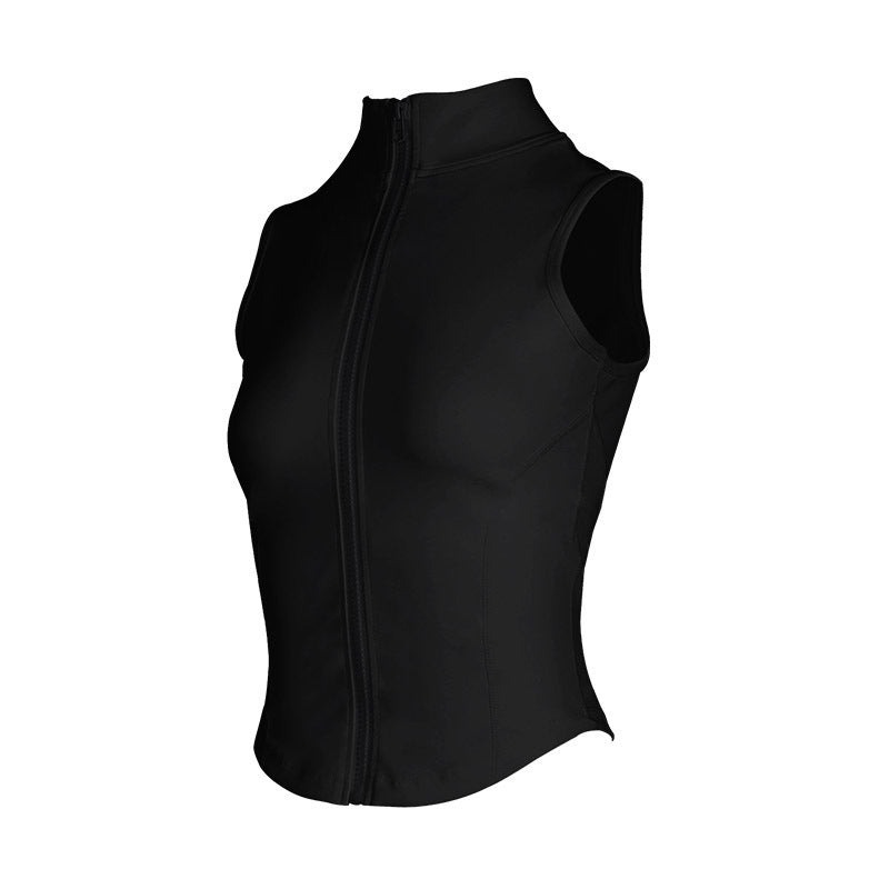 Slim Fit Sleeveless Zip Sports Tank Top for Women