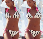 Women's Ruffle Chevron Triangle Bikini Set