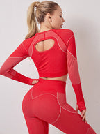 Trendy Yoga Set with Crop Top and High-Waisted Pants