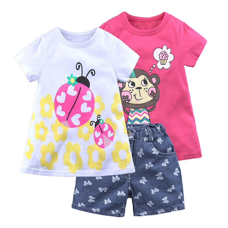 Three-Piece Summer Set for Girls: Shorts and Top