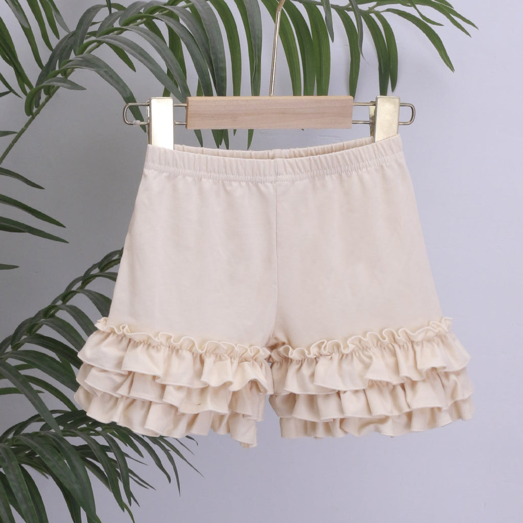 2019 Kids Cotton Ruffle Hem Shorts for Girls