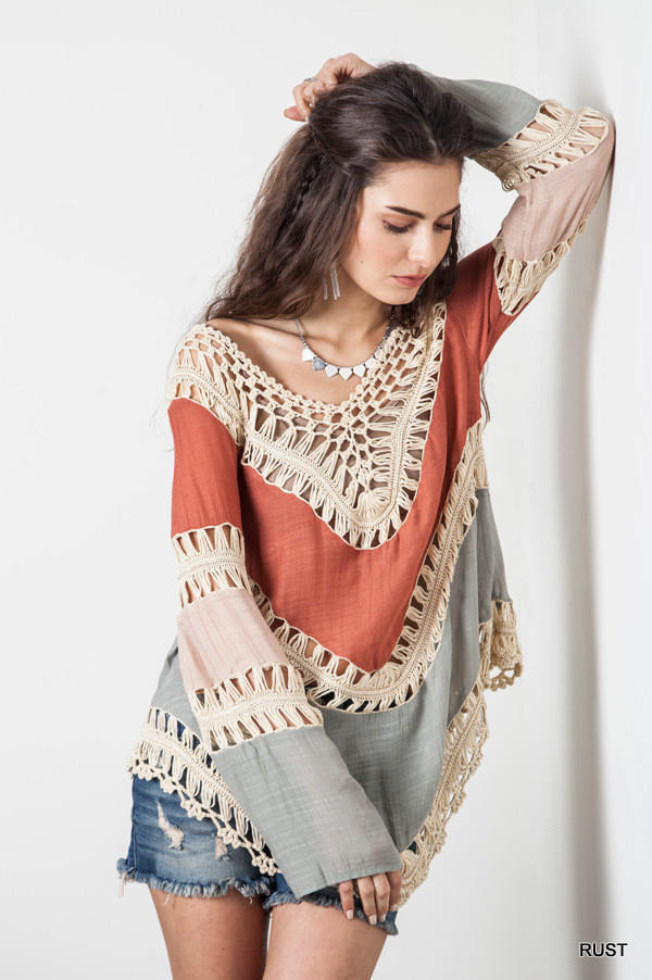 Women's Loose Bohemian Beach Colorful Cover-Up Top
