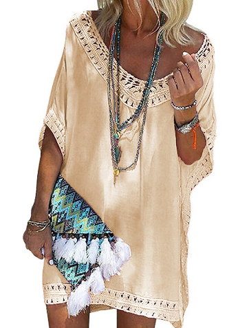 V-Neck Batwing Tunic Beach Cover-Up Dress