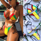 Women's Colorblock String Tie Bikini Set