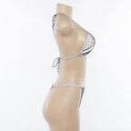 Reflective Women's Lace-Up Sexy Thong Set
