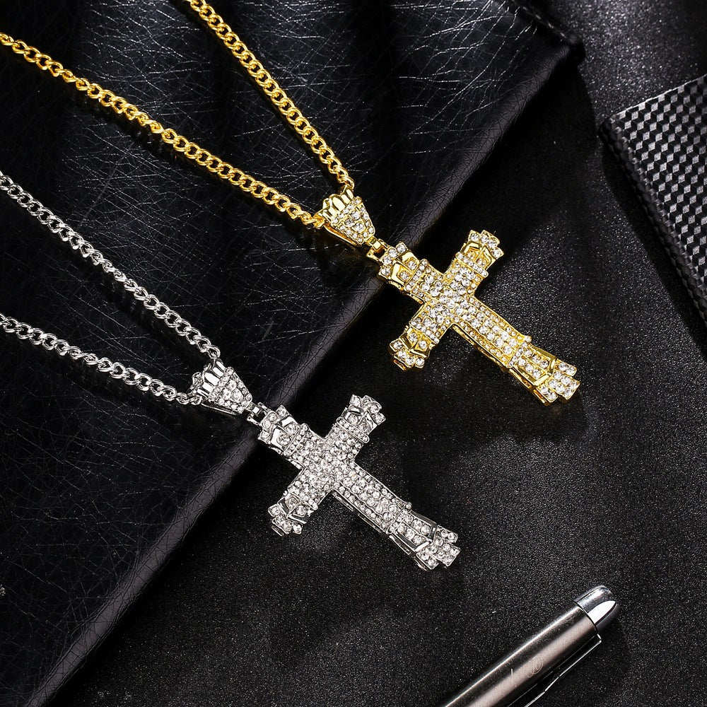 Hip Hop Cross Necklace with Diamond Pendant for Men | Christian Jewelry