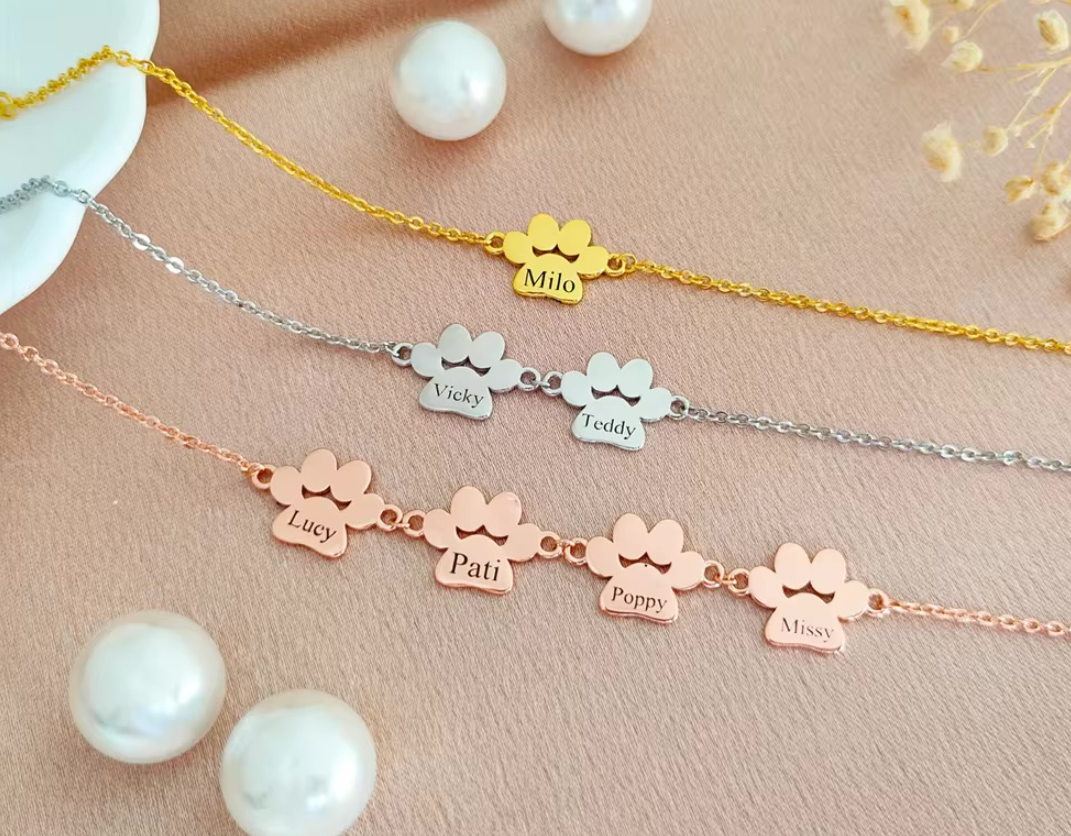 Personalized Minimalist Dog Paw Bracelet in Stainless Steel | Jewelry