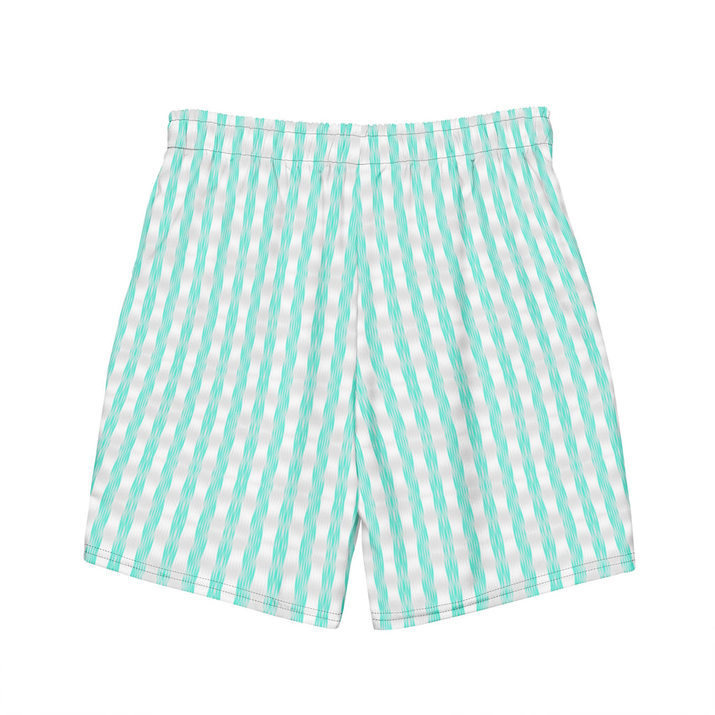 Men's Teal Striped Swim Trunks