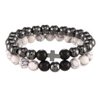 White-Barked Pine Black Iron Cross Bracelet Set