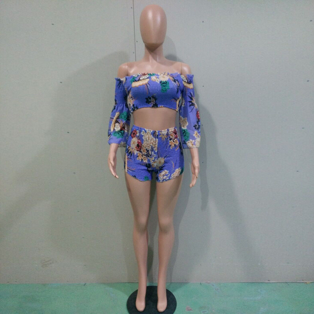 2019 Women's Casual Top and Shorts Beach Set
