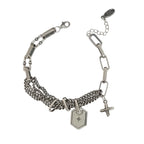 Thai Silver Cross Bracelet for Women in Heavy Industry