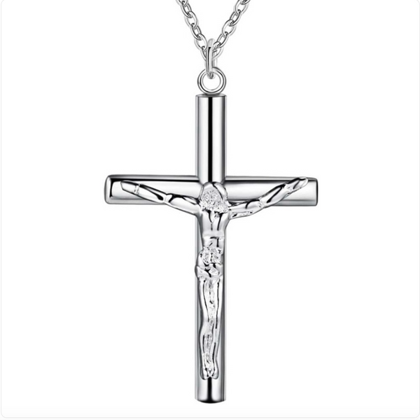 Silver Jesus Cross Necklace | Christian Jewelry