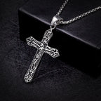 Jesus Cross Pendant Necklace for Men - Titanium Steel Christian Jewelry