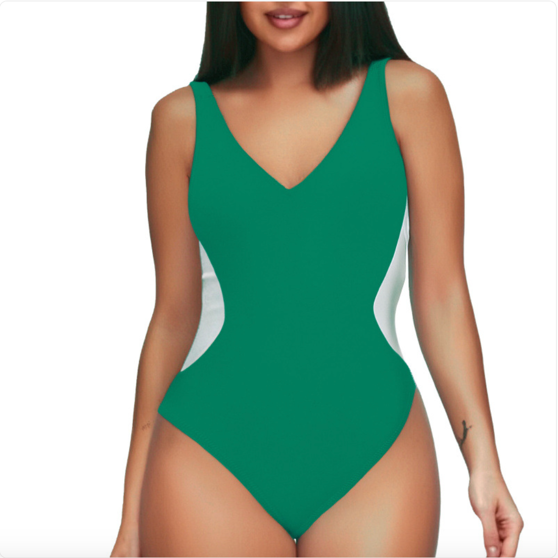 Deep V Colorblock One-Piece Swimsuit