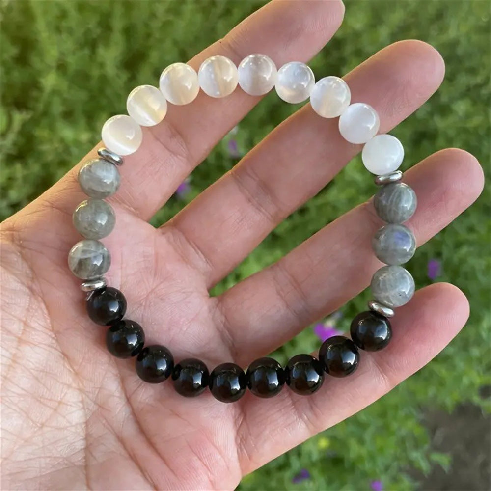 White Cat Eye Map Stone Beaded Bracelet